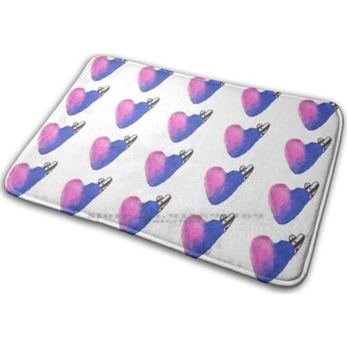 A Set Of 2 Hearts Mat Rug Carpet Anti - Slip Bedroom Entrance Door Mat Hearts Watercoler Pen Black White Pink Purple Love