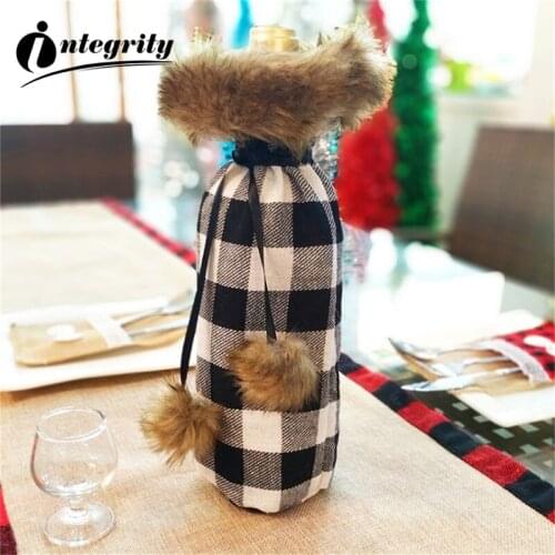 INTEGRITY 1pcs Christmas decoration western-style champagne bottle set creative Santa Claus wine gift bag Happy New Year Navid