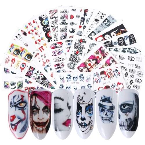 Halloween nail stickers 24 sheets of ghost skull eyes nail art stickers Halloween party supply finger nail toe nail decoration