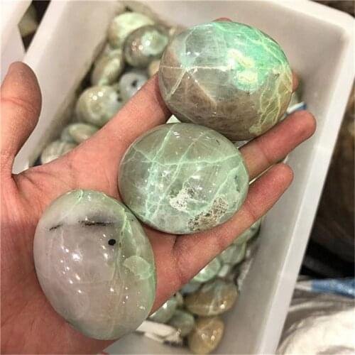 Natural Quartz green moonstone palm Crystals Healing Stones For feng shui