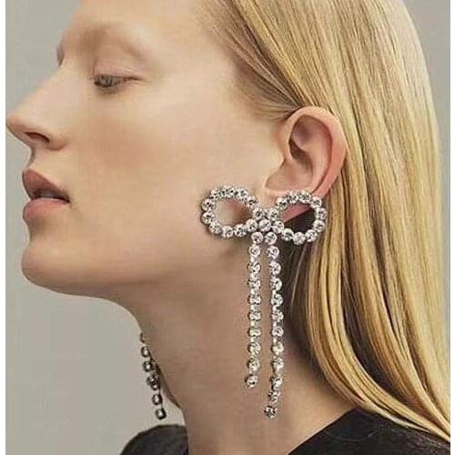 2021 new fashion women Rhinestone Earrings glittering crystal zircon Bow Earrings Wedding Accessories Jewelry Gift Earrings