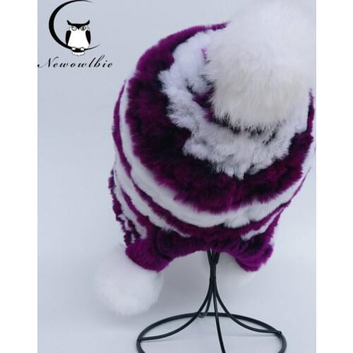 2021 NEW Rex Rabbit Fur Hats for Womens Soft Winter Ear Cap Flexible Multicolor 100% Real Knitted Girls hat Fashion