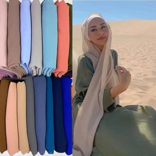 New chiffon hijab women plain bubble chiffon scarf hijab wrap printe solid color shawls headband muslim scarves scarf 61colors