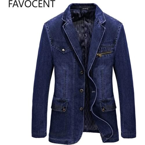 New Blazer Men High Quality Spring Mens Jeans Jacket Coat Male Fashion Denim Blazer Jacket Suit Men Business Casual Suit Top