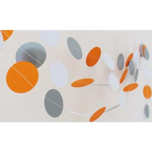 Orange White Grey circles paper 10ft banners, Fall Wedding garland, Autumn Wedding decor, Autumn baby shower decorations