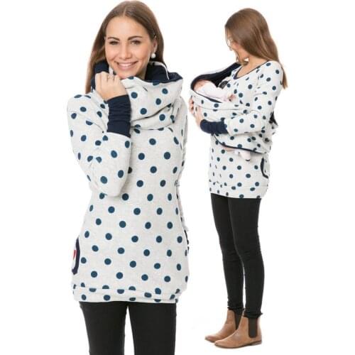 Autumn and winter new pregnant breastfeeding printing round neck dress plus velvet thickening (with collar) pregnant sweater