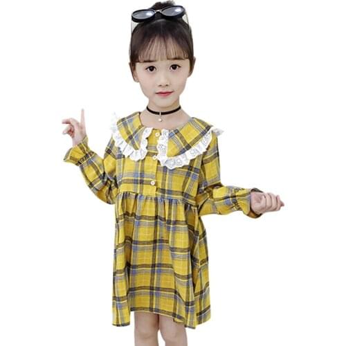 Girl Dresses Plaid Pattern Dresses For Girl Teenage Children Dresses Spring Autumn Costume Girl 6 8 10 12 14