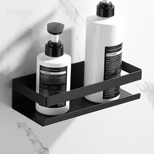 Bathroom Shelf Black Stainless Steel Bathroom Corner Shelf Shampoo Holder Simple shelf Wall Mounted Kitchen Storage Holder