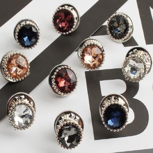 10pcs Non-sewing Button Shirt Anti-glare Nail Buttons Color Metal Pearl Buckle Womens Clothing Decoration Accessories 12mm