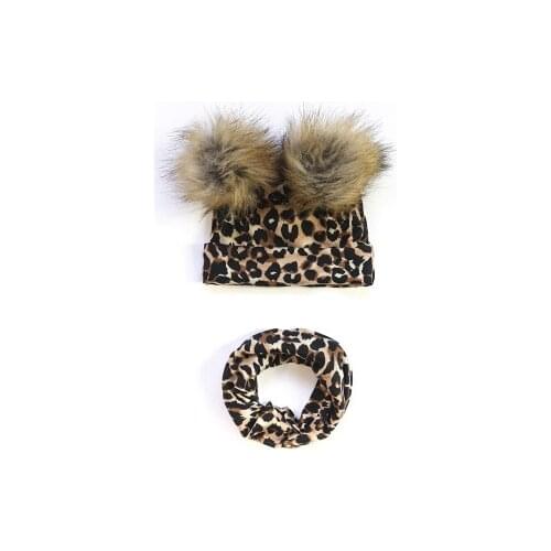 2pcs Kids Hat And Scarf Set Newborn Infant Baby Hat Leopard Cotton Warm Autum Winter Hat For Baby Boys Girls Kids Beanie Bonnet