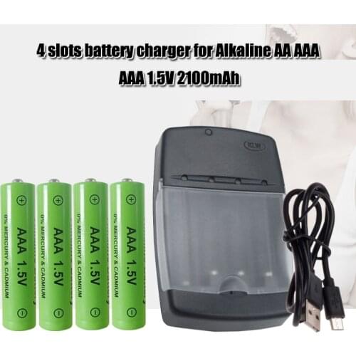 AAA 1.5V Alkaline Rechargeable battery 2100mah + super quick 4 cheenl AA/AAA charger can charge alkaline battery