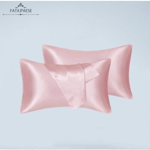Queen/KING Silk Satin Pillow Case Bedding Pillowcase Smooth Home White Black Grey Khaki Sky Blue Pink Sliver
