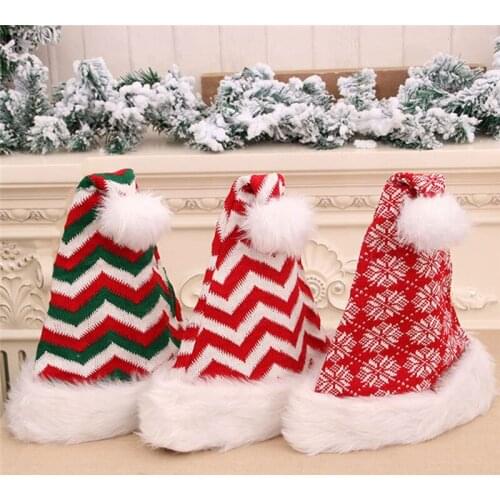 Light Cotton Christmas Hat Knit Up Beanie Hat Kids Adult Children Cap Christmas Party Decoration New Year Gifts