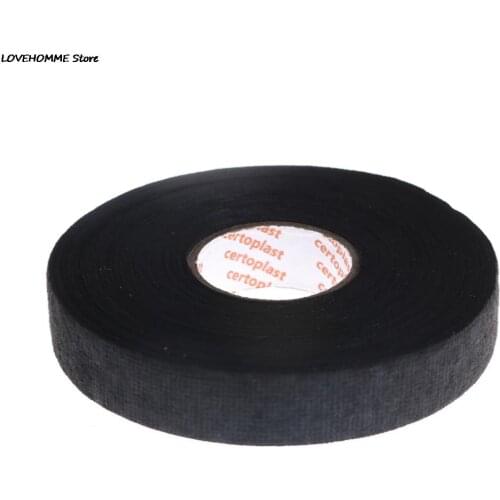 19mmx25m Black Universal Flannel Automotive Cloth Fabric Tape Wiring Harness Flannelet Glue High Temperature Tape Whosesale