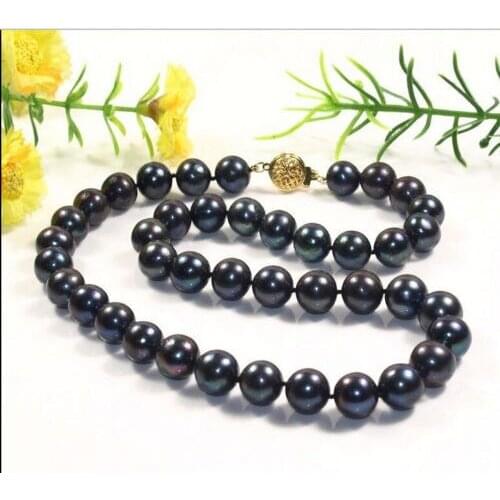 GORGEOUS 18"10-11MM AAA+TAHITIAN NATURAL BLACK PEARL NECKLACE