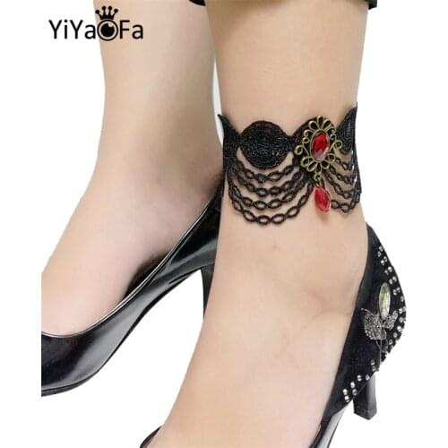 YiYaoFa Vintage Summer Beach Anklet Lace Anklet for Women Accessories Gothic Jewelry Lady Anklet Bracelet Foot Jewelry LA-15