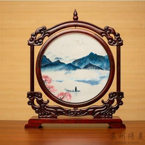 Suzhou embroidery embroidery furnishing articles finished manual table Chinese wind desktop small screen classic adornment