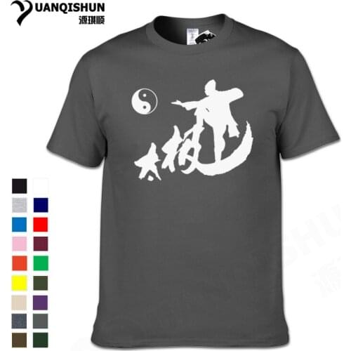 YUANQISHUN Brand T-shirt Chinese Character Tai Chi Print Tshirt 2018 New Kung Fu Taiji Figure China Style Mens Casual Tops Tees