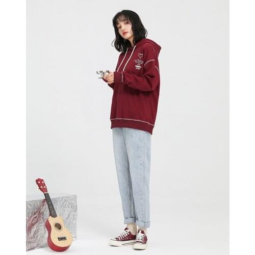 Fall 2020 Women New Korean Style Batwing Sleeve Hoodies Letter Casual Cotton Streetwear Women Hoodies