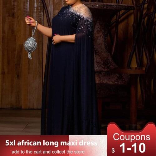 Women Long Sleeve Floor-Length Patchwork Round Neck Plus Size Dress African Oversize Ladies Party Evening Casual Maxi Dresses