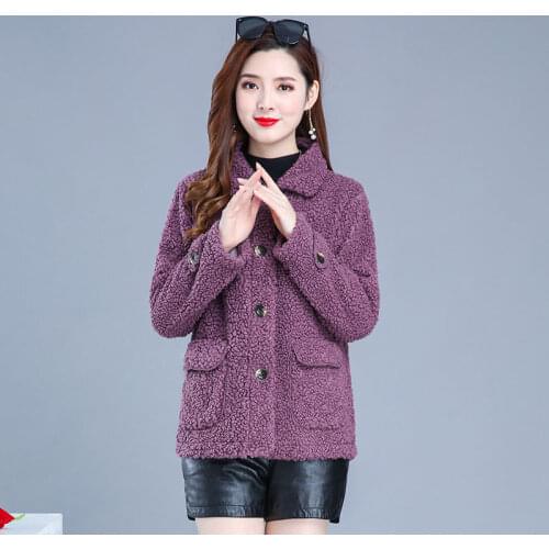 Womens lambswool Overcoat 2021 Female Fall Winter Thickened Grain Fleece Jacket Middle-aged Mother Large Size Woolen Coat 5XL