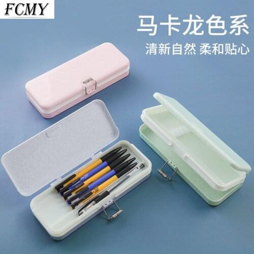 1Pc Stationery Box 2 Layer Transparent Multi-function Large Capacity Pencil Box Penholder School Supplies Kawaii Pencil Cases