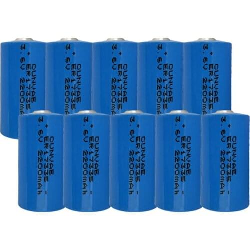10PCS 17335 ER17335 ER2/3A CR123A CNC 3.6V 2200mah Lithium PLC Battery For Alarm systems servo motors instrumentation