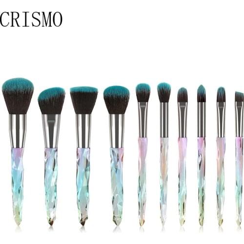 CRISMO 10Pcs Crystal Makeup Brushes Set Powder Foundation Brush For Beauty Cosmetic Tools Make Up Brush Maquillaje Profesional