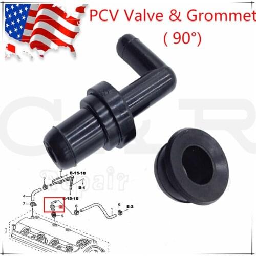 17130-PK1-003 Positive Crank Case Ventilation 90 Degree PCV Valve + Grommet Kit 17130-PM6-003 For Honda Civic CR-V Accord Acura
