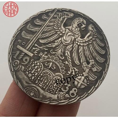 1938 German Cross Eagle Copy Coin Historical Buildings Copper Coins Hobo Nickel Challenge Coin