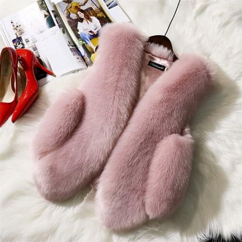 2019 Short Fur Vest Plus Size Winter Women Faux Fox Fur Vest Furry Slim Womens Fake Fur Vest Female Winter Sleeveless Coat 645