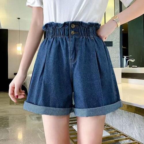 2021 Summer Denim Shorts Women Crimping High Waist Loose Casual Vintage All-match Jean Shorts Female Streetwear Plus Size 5XL