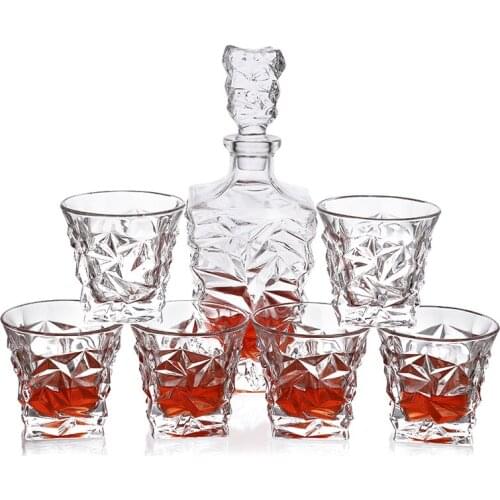 #35 Whisky Set Whisky Bottle Lead-Free Crystal Glass Whiskey Beer Mug Mouthwash Diamond Base Round Cup