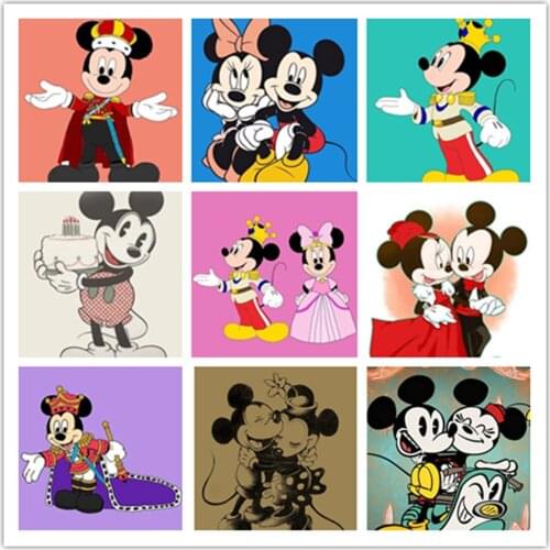 Disney 5D Diy Diamond Painting Cartoon Cross Stitch Full Circle Diamond Embroidery Mickey Mouse Mickey Minnie Decorative Gift