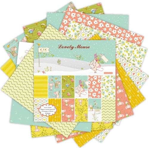 12Sheets Cute Mouse Animals Printed Scrapbooking Paper Packs For Diy Origami Arts Craft Paper Cards Making Supplies
