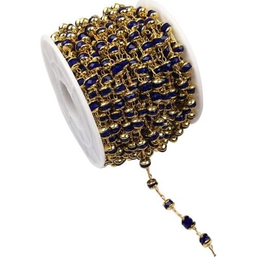 1 Meter Gold-Color Chains Black/White/Red Crystal Beads 4x4m for DIY Charms Necklaces Bracelet Anklet Making Supplies