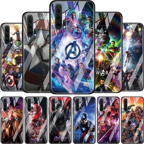 Avenger Marvel Superhero Tempered Glass Cover For Honor 30 20 10 9X 8X Lite Pro Plus Phone Case Coque Shell