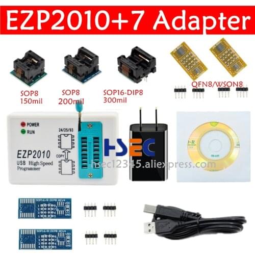 EZP2010 EZP2013 EZP2019 Programmer+7 adapter SOP8 150mil 200mil to DIP8 SOP16 WSON8 socket 2011 usb high speed spi bios eeprom
