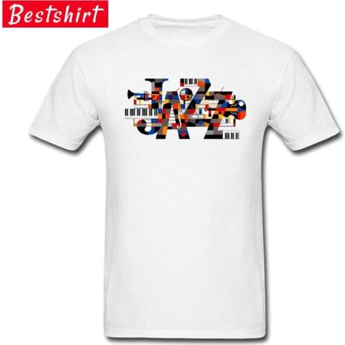 Art Picture Jazz Piano Note Europe Regular Tshirt 100% Cotton Crew Neck Youth T-shirts Popular New Tee Shirt Music Band Club