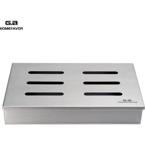 G.a HOMEFAVOR Brand Wood Chip Smoker Box For Grill Stainless Steel Hole Cold Smoke Generator Custom Box BBQ Tools