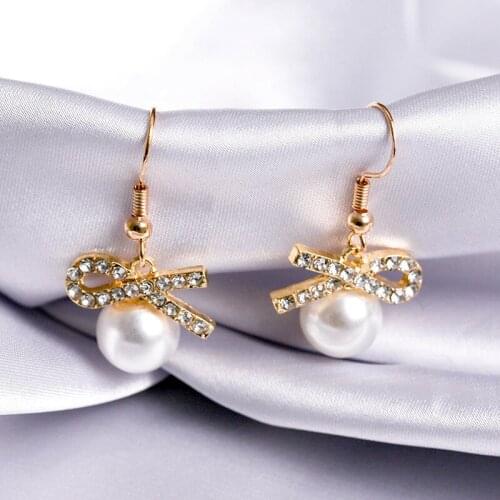 Korean Design Pearl Bow Knot 2020 Tassel Earring Temperament Female Earring Ear Hook Earrings
