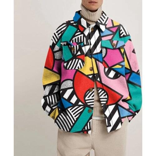 Hip Hop Autumn Jackets Men Windbreaker Print Loose Casual Jacket Fashion Full Sleeve Large Size Zipper Coat Jacket Streetwear