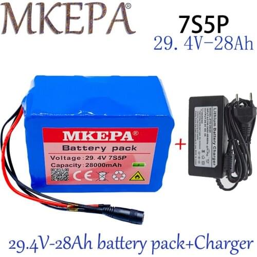 7S5P 24v 28Ah battery pack 250w 29.4V 28000mAh lithium ion battery for wheelchair electric bicycle pack with BMS + charger