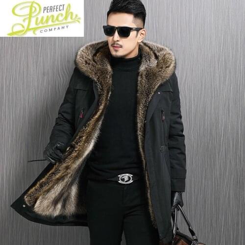 Men Coat 2021 Real Jacket Raccoon Fur Liner Hooded Parka Warm Parkas Mens Winter Jackets Chaqueta Hombre 67-8207-2 YY675