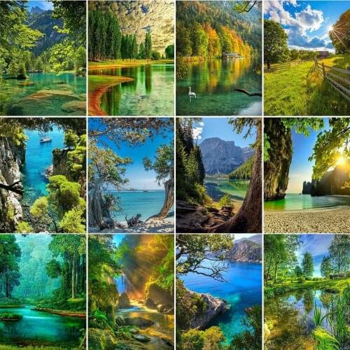 5D DIY Diamond Painting Landscape Cross Stitch Kit Full Drill Embroidery Scenery Mosaic Art Picture of Rhinestones Decor Sale