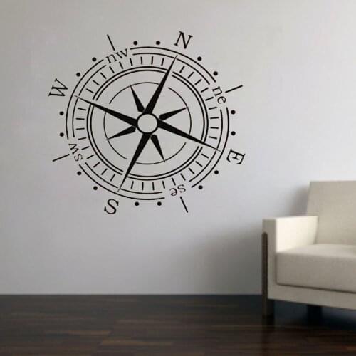 Compass Wall Sticker Art Wall Decals Home Decors Living Room Coastal Decor Compassed Pattern Self Adhesive Removable B223