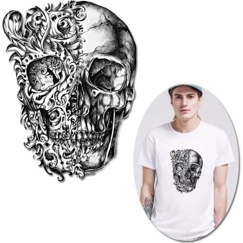 Nicediy Punk/Skull Patch For T-Shirt Appliques Heat Transfer Vinyl Washable Sticker Stripes On Clothes Iron On Transfer Patch