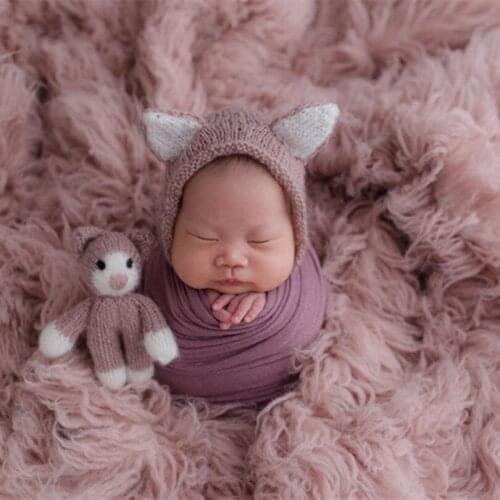 Newborn Toy Props Crochet Kitty Hat Knitted Stuffed Baby Girl Bonnet Cute Animal Bonnet Newborn Cat Hat Photography Props