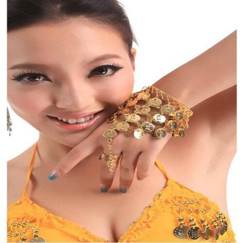 2016 Wholesale High quality belly dance arm wrist Indian bracelet with ring finger belly dance hand chains for women