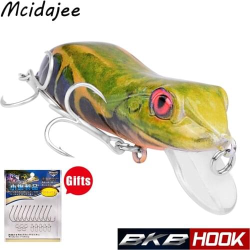 1PC Fishing Lures+20pcs Accessories 4cm-1.57"/9.5g-0.34oz Frog Fishing Soft Bait Tackle Isca Artificial Popper 8# BKB Hooks